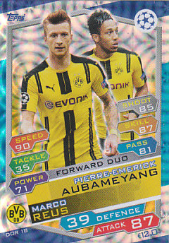 Marco Reus / Pierre-Emerick Aubameyang Borussia Dortmund 2016/17 Topps Match Attax CL Forward Duo #DOR18